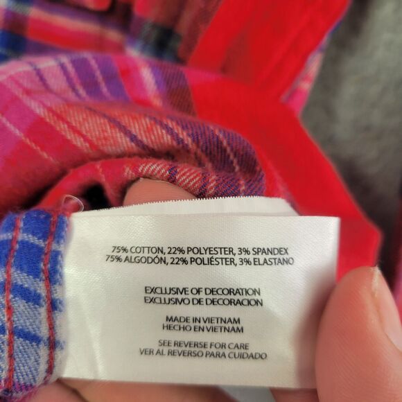 Orvis Flannel Shirt Womens S Red Plaid Oversized Light Button Up Outdoors - Picture 4 of 16